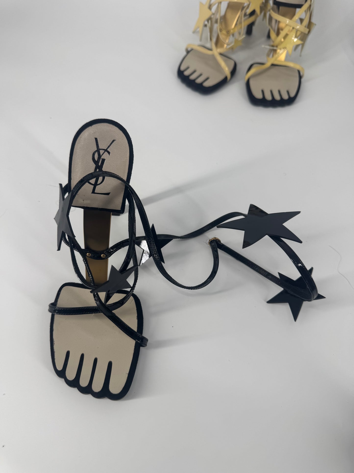 YSL SS 2008 Hero 105 Sandals (Black Stars) - EU 36