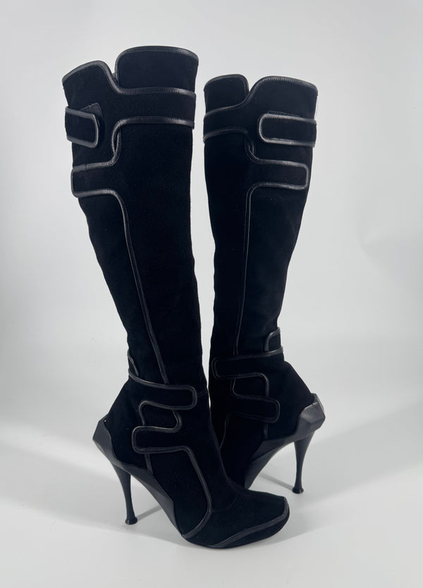 Vintage CELINE FW08 Suede Moto Boots - EU 38