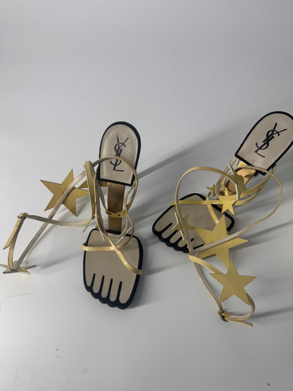 YSL SS 2008 Hero 105 Sandals (Cream Stars) - EU 39