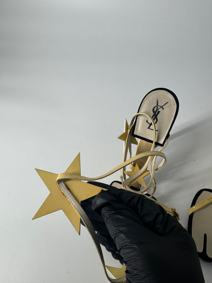 YSL SS 2008 Hero 105 Sandals (Cream Stars) - EU 39