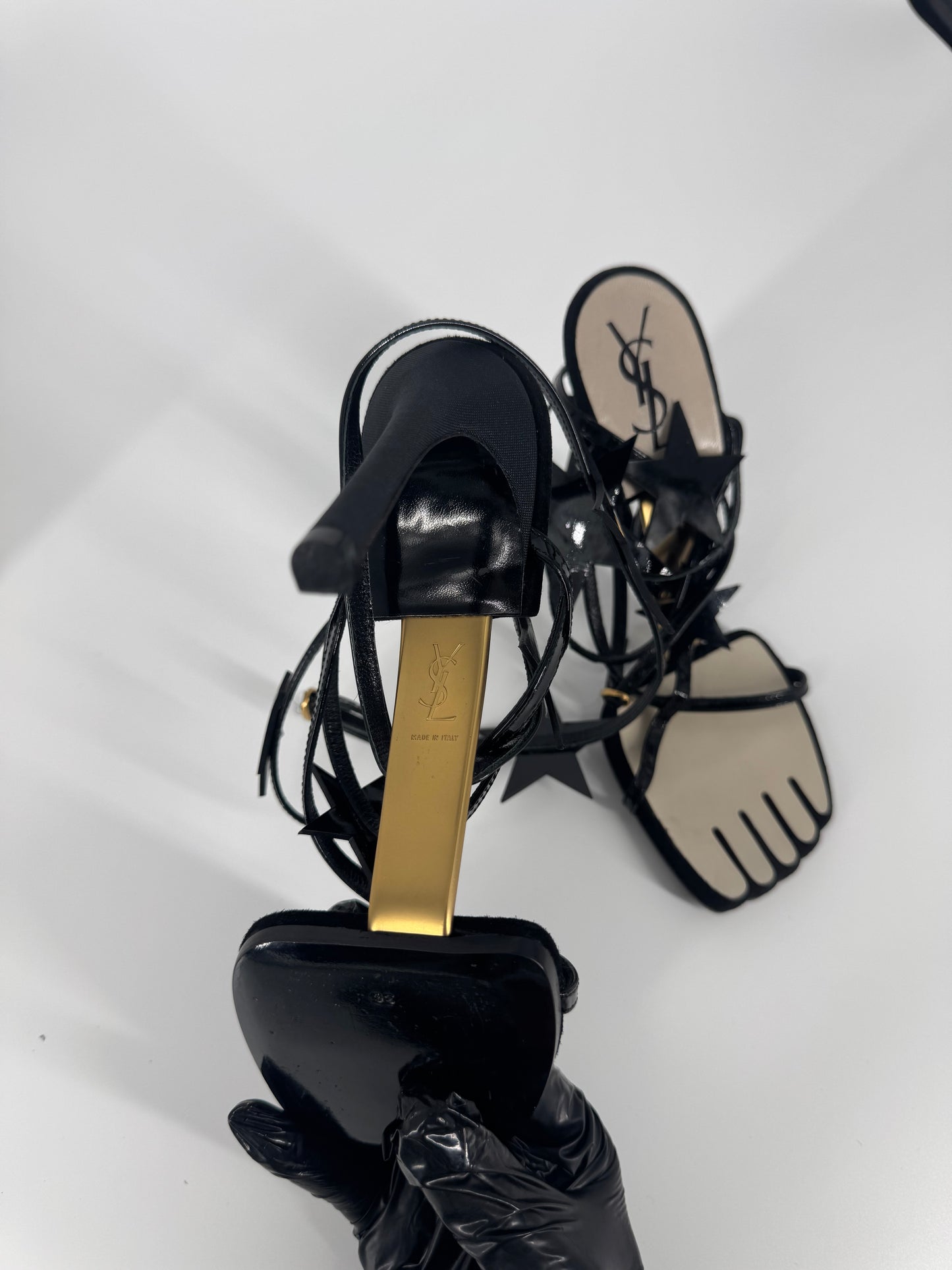 YSL SS 2008 Hero 105 Sandals (Black Stars) - EU 36