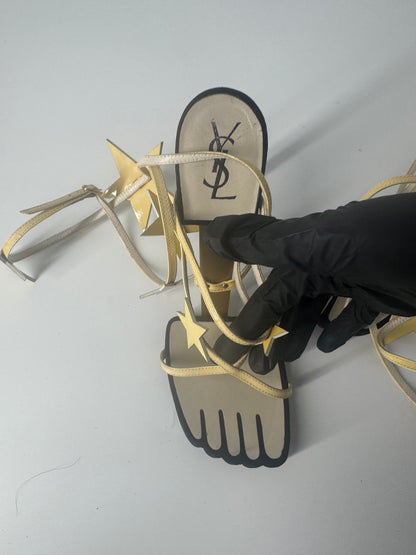 YSL SS 2008 Hero 105 Sandals (Cream Stars) - EU 39
