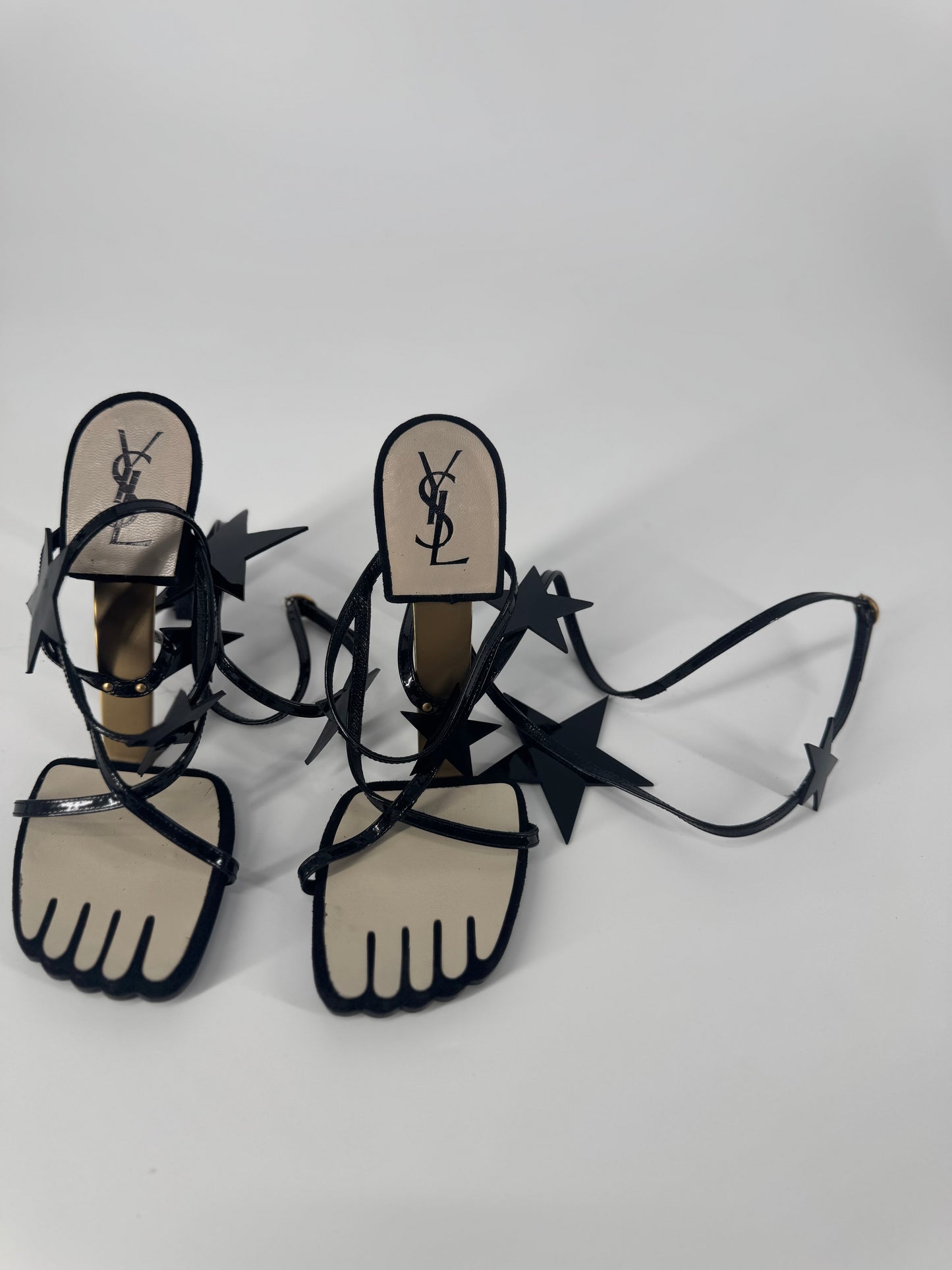 YSL SS 2008 Hero 105 Sandals (Black Stars) - EU 36