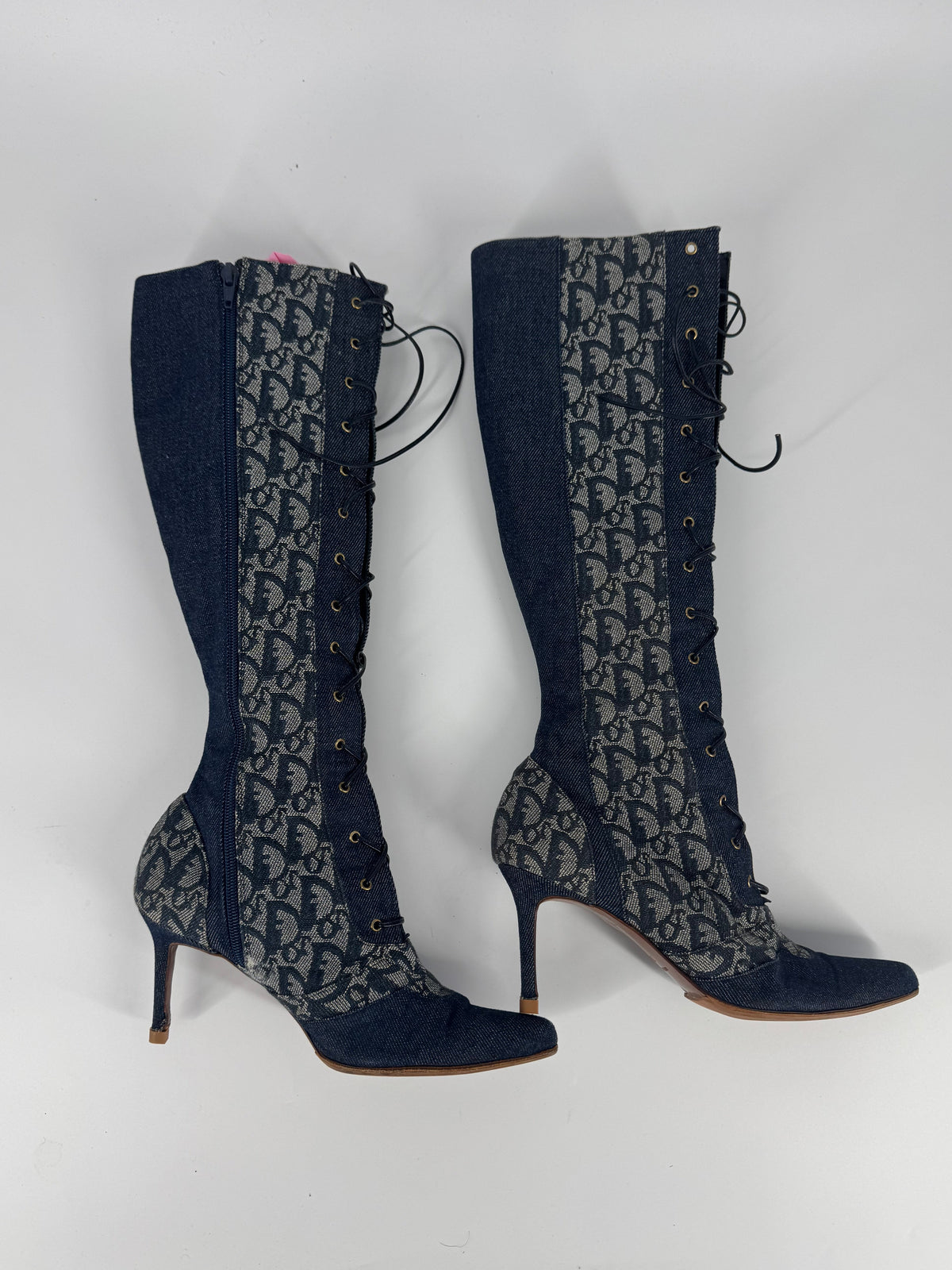 Vintage Dior SS00 Denim Logo Boots - EU 38