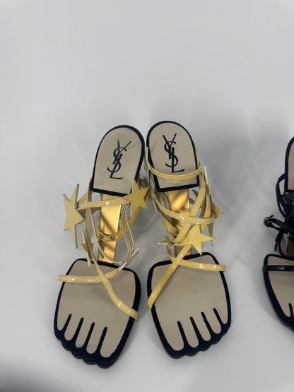 YSL SS 2008 Hero 105 Sandals (Cream Stars) - EU 39