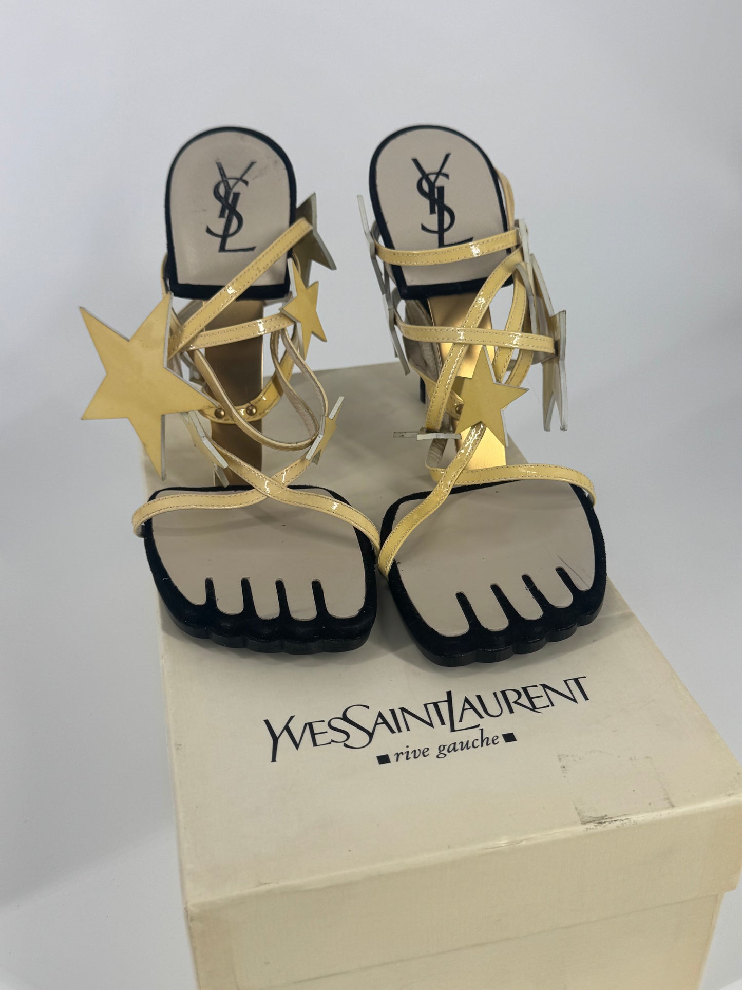 YSL SS 2008 Hero 105 Sandals (Cream Stars) - EU 39