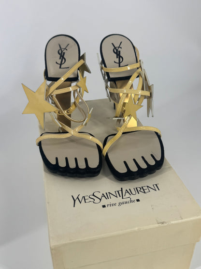 YSL SS 2008 Hero 105 Sandals (Cream Stars) - EU 39