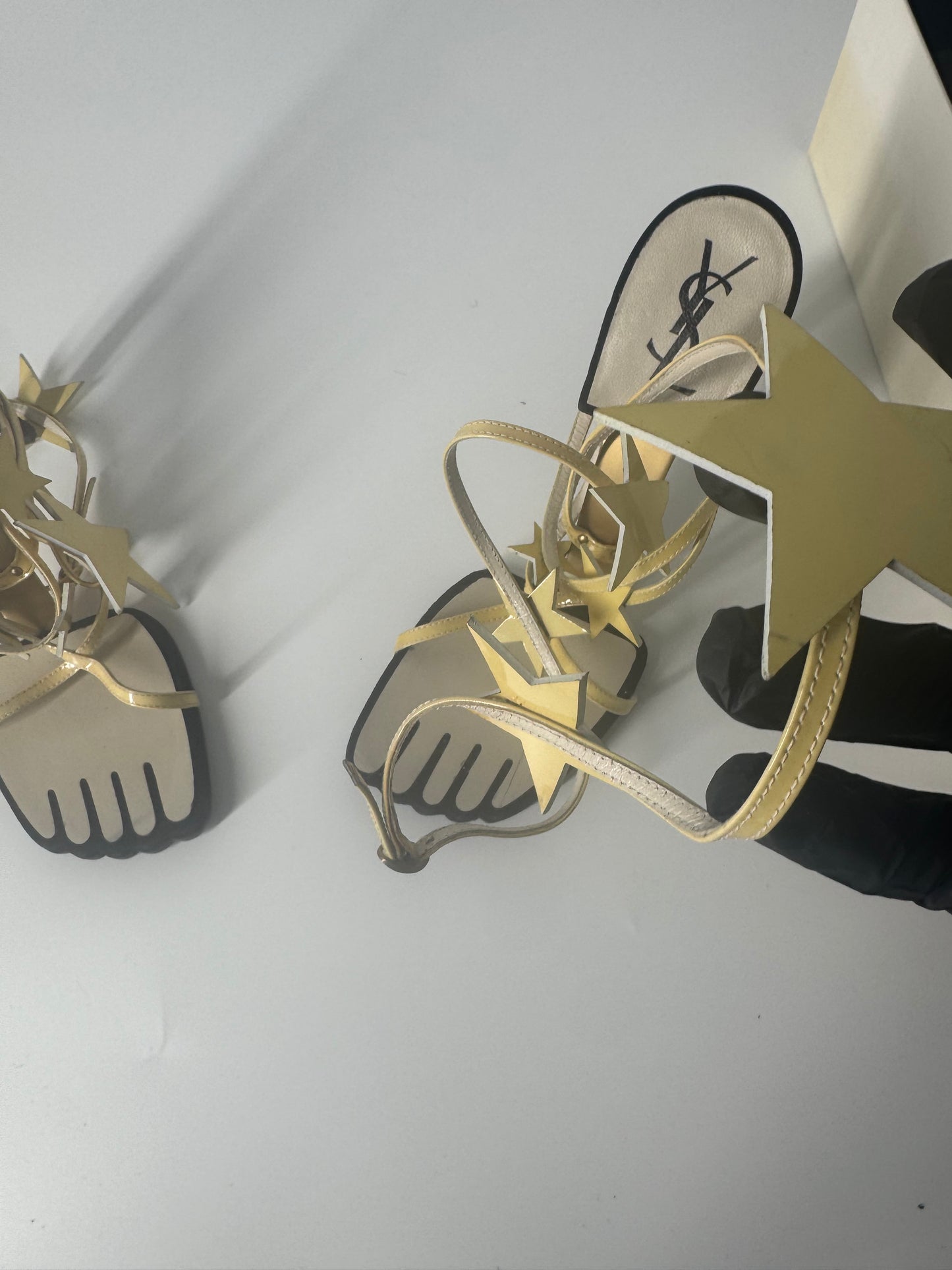 YSL SS 2008 Hero 105 Sandals (Cream Stars) - EU 39