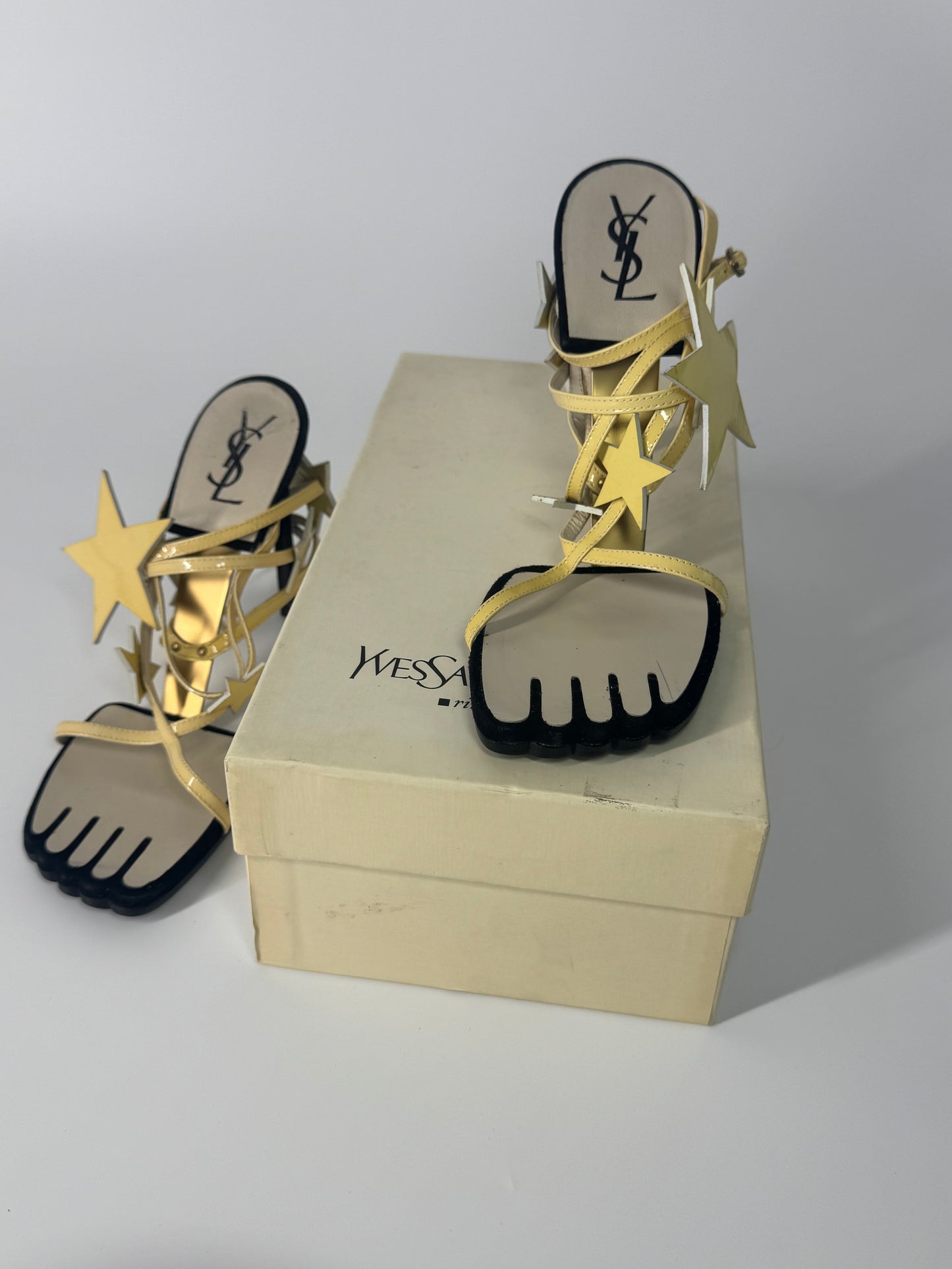 YSL SS 2008 Hero 105 Sandals (Cream Stars) - EU 39