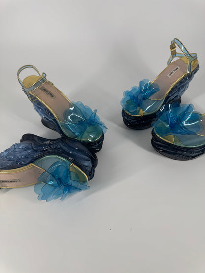 Miu Miu 'SS17' Water Wedge Sandals - EU 38.5
