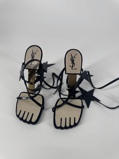 YSL SS 2008 Hero 105 Sandals (Black Stars) - EU 36