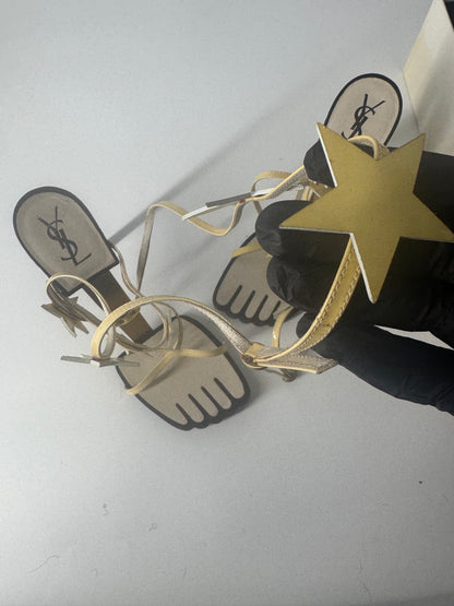 YSL SS 2008 Hero 105 Sandals (Cream Stars) - EU 39
