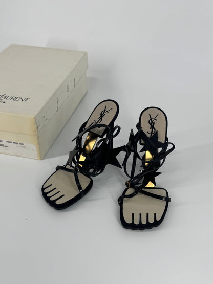YSL SS 2008 Hero 105 Sandals (Black Stars) - EU 36