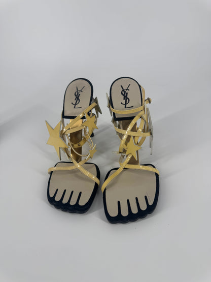YSL SS 2008 Hero 105 Sandals (Cream Stars) - EU 39