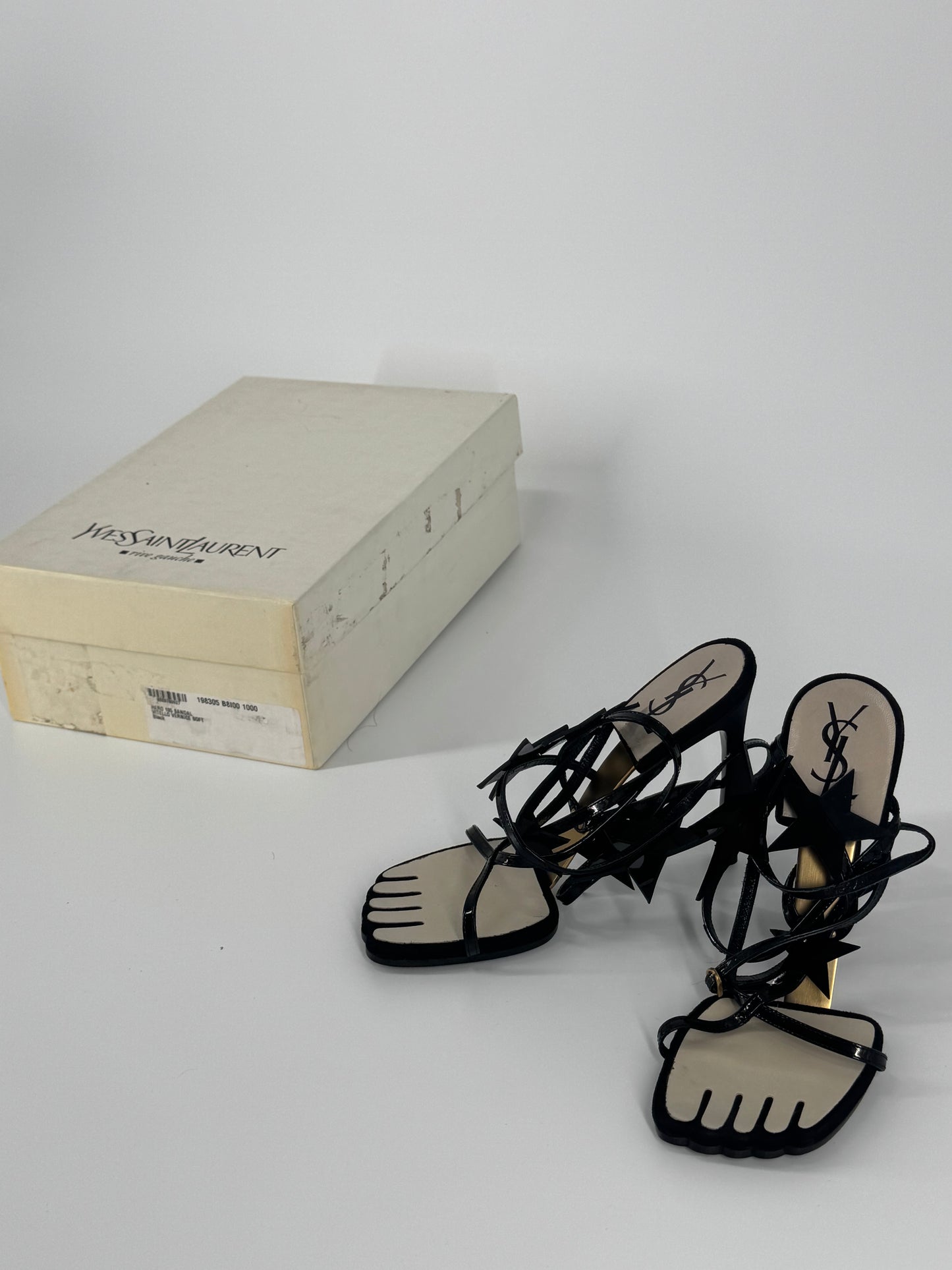 YSL SS 2008 Hero 105 Sandals (Black Stars) - EU 36