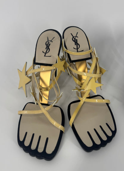 YSL SS 2008 Hero 105 Sandals (Cream Stars) - EU 39