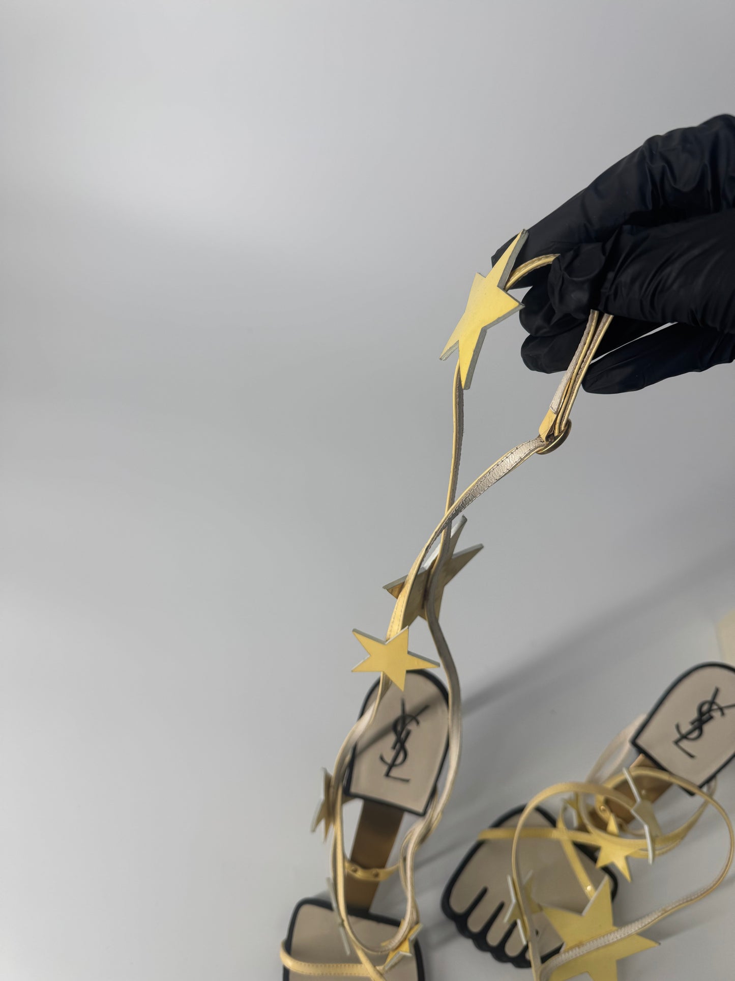 YSL SS 2008 Hero 105 Sandals (Cream Stars) - EU 39