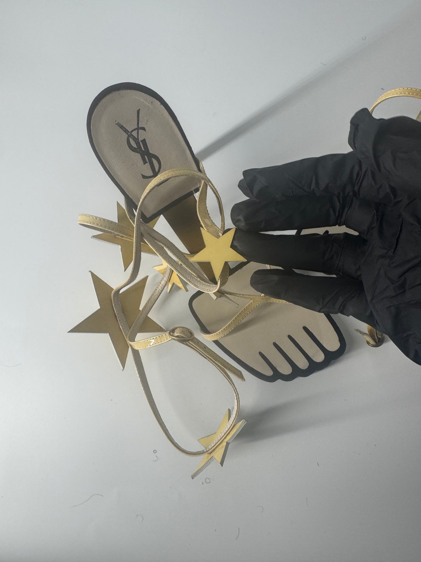 YSL SS 2008 Hero 105 Sandals (Cream Stars) - EU 39