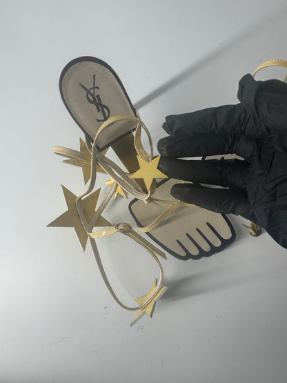 YSL SS 2008 Hero 105 Sandals (Cream Stars) - EU 39