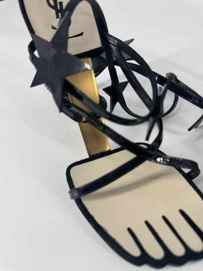 YSL SS 2008 Hero 105 Sandals (Black Stars) - EU 36