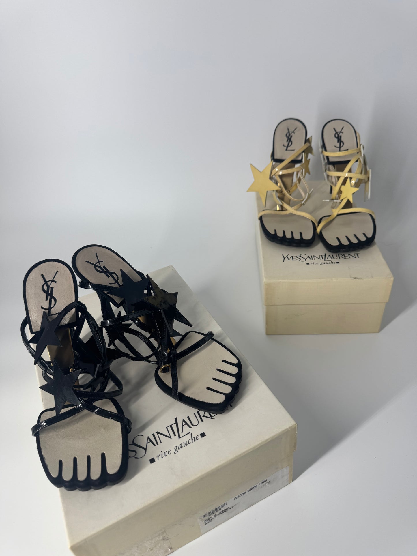 YSL SS 2008 Hero 105 Sandals (Cream Stars) - EU 39