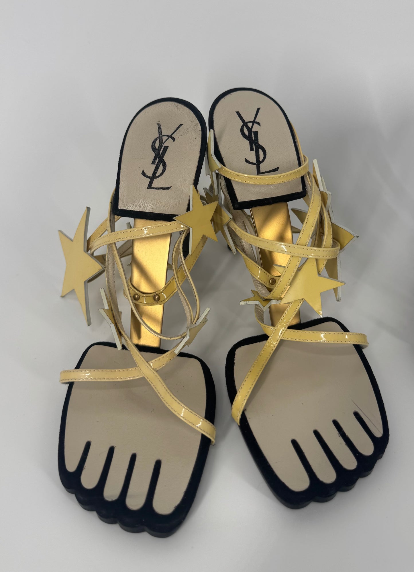 YSL SS 2008 Hero 105 Sandals (Cream Stars) - EU 39