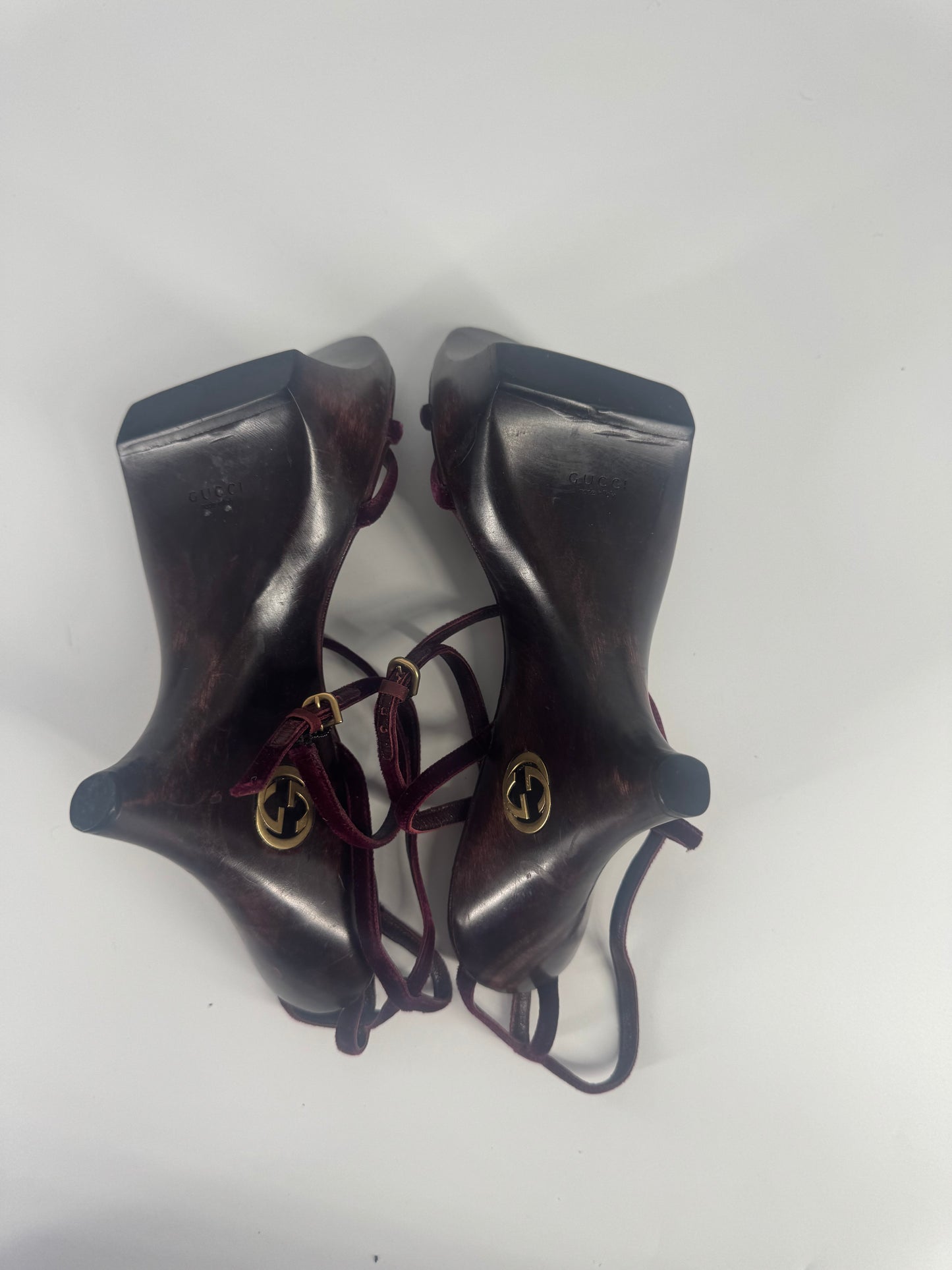 Gucci by Tom Ford 1996 'Geisha' Burgundy Wedges - EU 36-36.5 / US 6-6.5