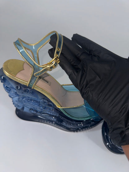 Miu Miu 'SS17' Water Wedge Sandals - EU 38.5