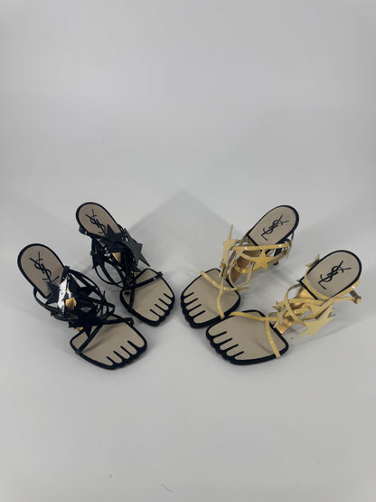 YSL SS 2008 Hero 105 Sandals (Black Stars) - EU 36