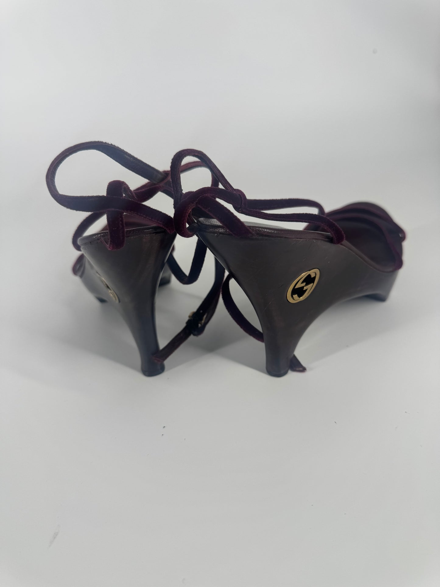 Gucci by Tom Ford 1996 'Geisha' Burgundy Wedges - EU 36-36.5 / US 6-6.5