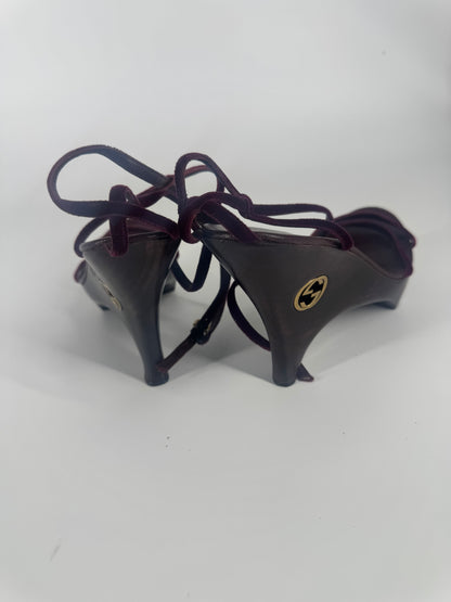 Gucci by Tom Ford 1996 'Geisha' Burgundy Wedges - EU 36-36.5 / US 6-6.5