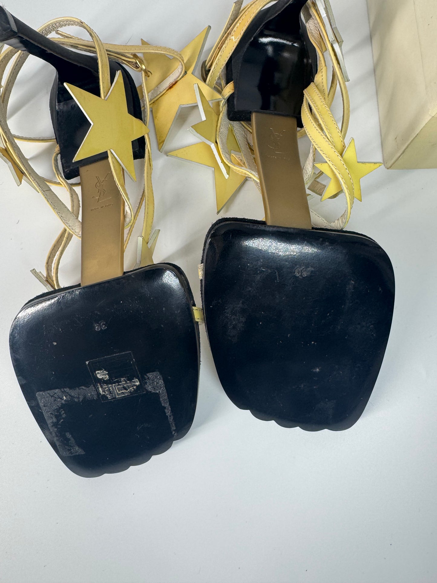 YSL SS 2008 Hero 105 Sandals (Cream Stars) - EU 39