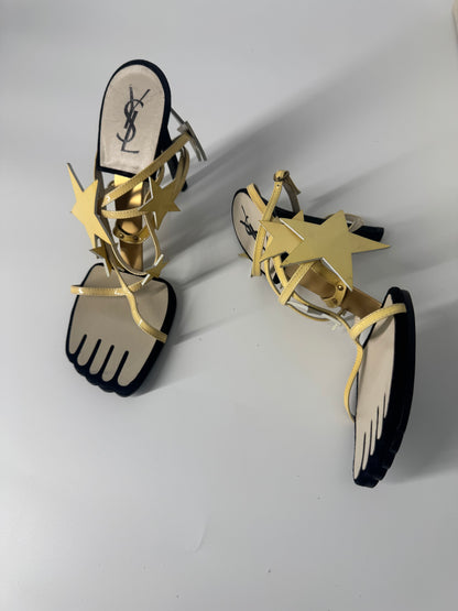 YSL SS 2008 Hero 105 Sandals (Cream Stars) - EU 39