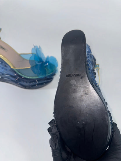 Miu Miu 'SS17' Water Wedge Sandals - EU 38.5