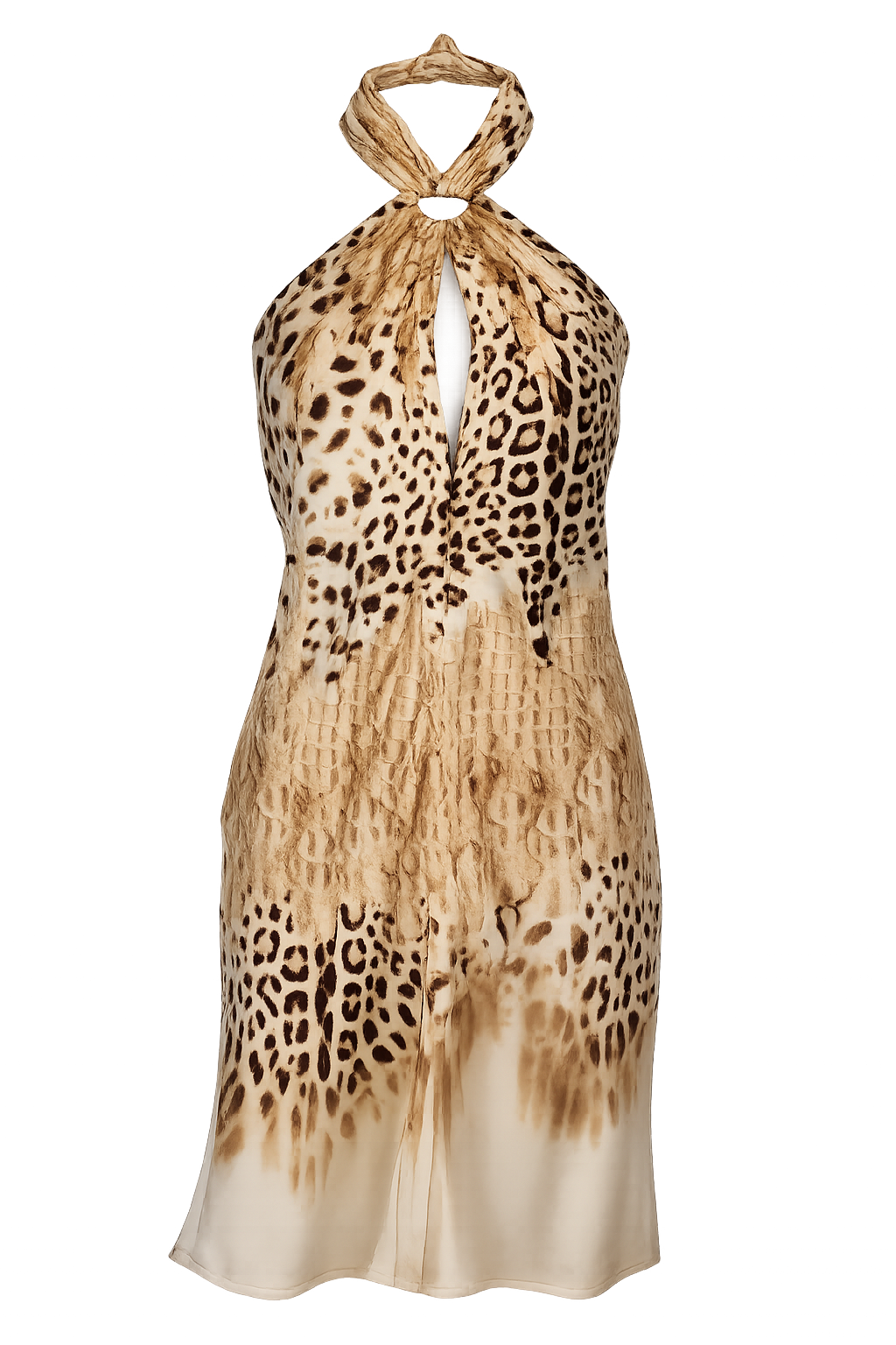 Vintage Roberto Cavalli 2002 Cheetah Print Halter Dress