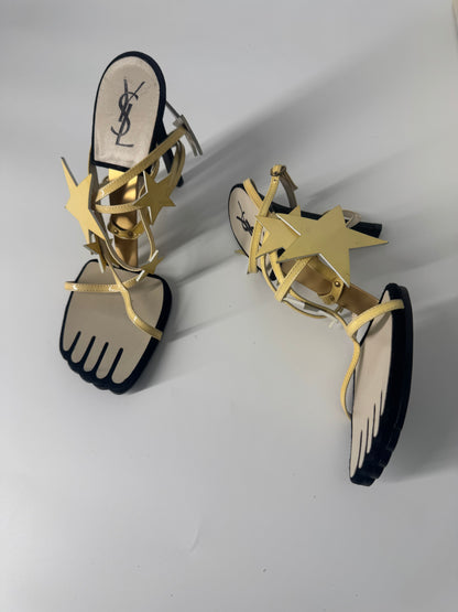 YSL SS 2008 Hero 105 Sandals (Cream Stars) - EU 39