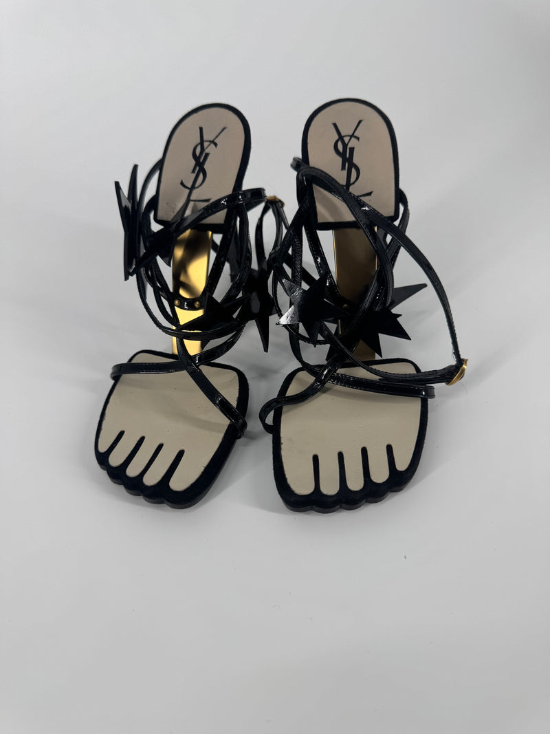 YSL SS 2008 Hero 105 Sandals (Black Stars) - EU 36