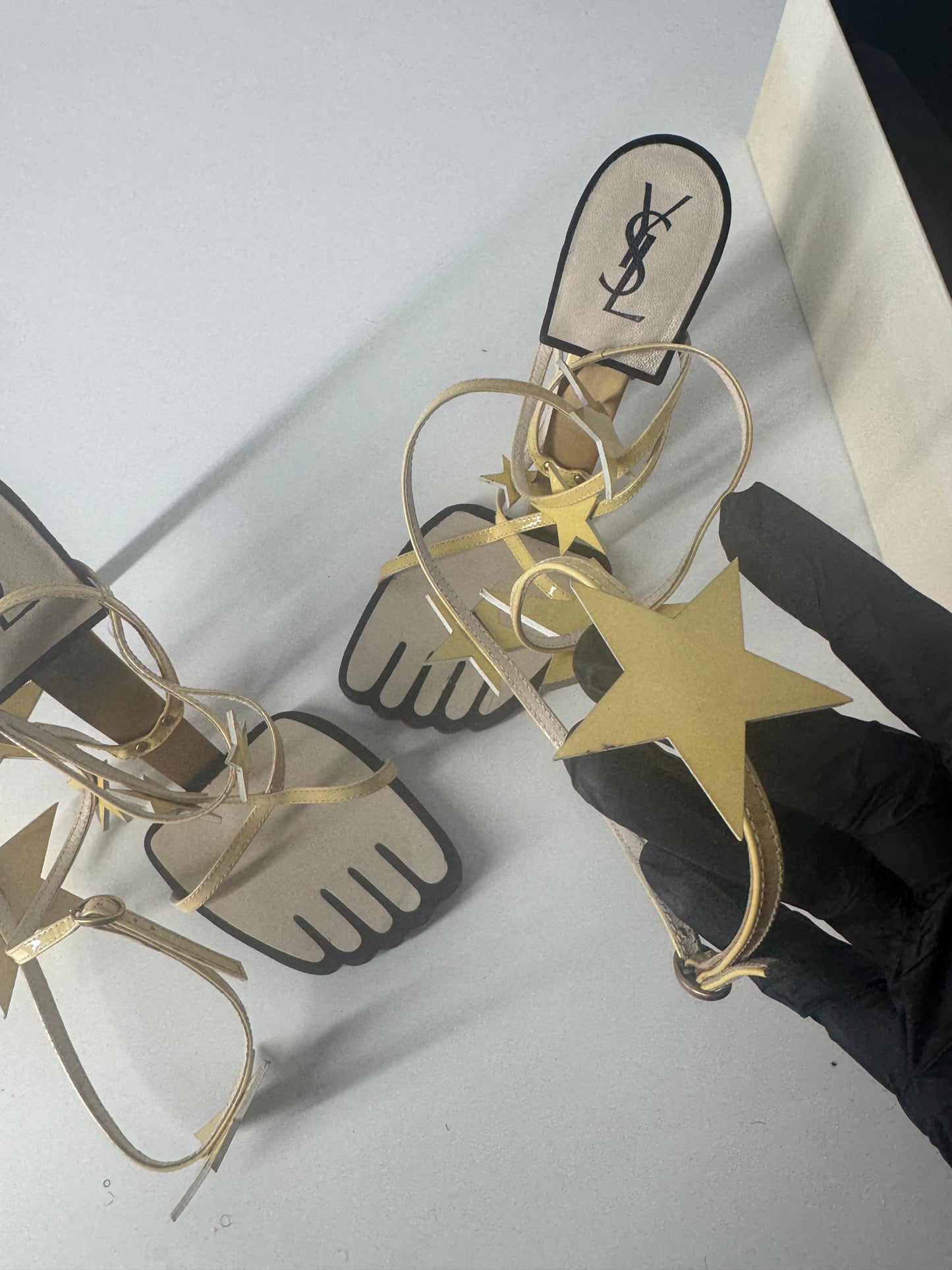 YSL SS 2008 Hero 105 Sandals (Cream Stars) - EU 39