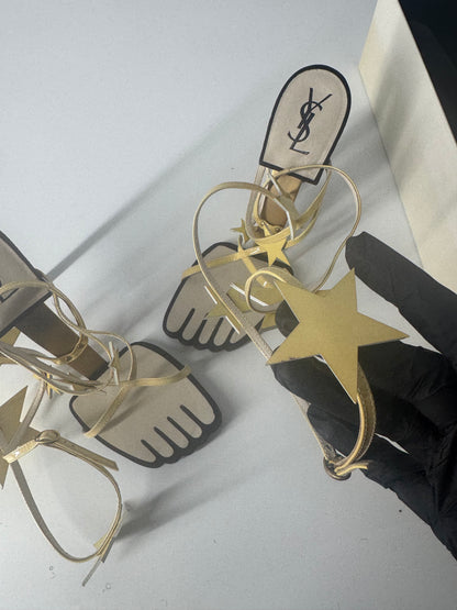 YSL SS 2008 Hero 105 Sandals (Cream Stars) - EU 39