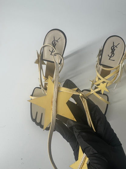 YSL SS 2008 Hero 105 Sandals (Cream Stars) - EU 39
