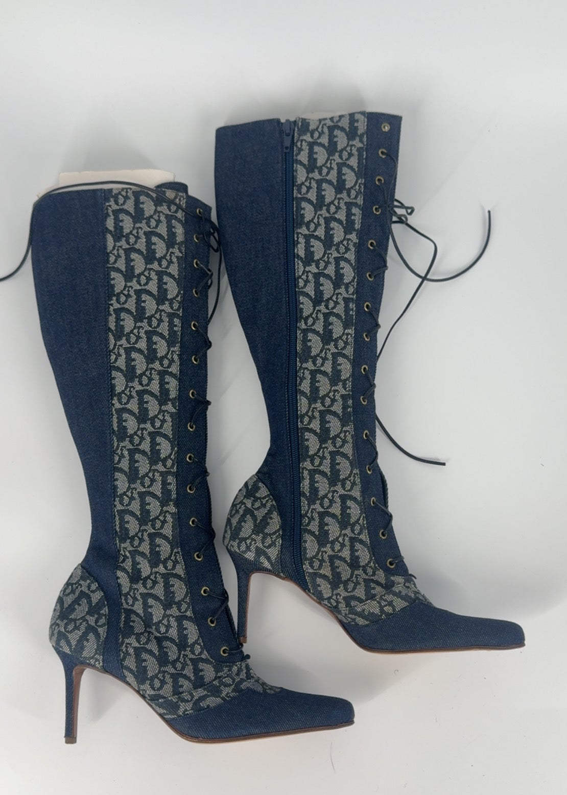 Vintage Dior SS00 Denim Logo Boots - EU 38