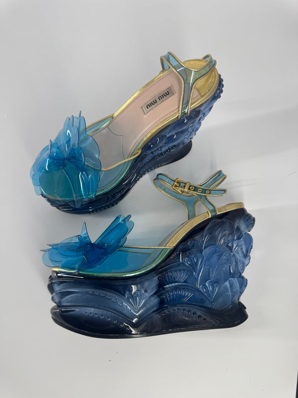 Miu Miu 'SS17' Water Wedge Sandals - EU 38.5